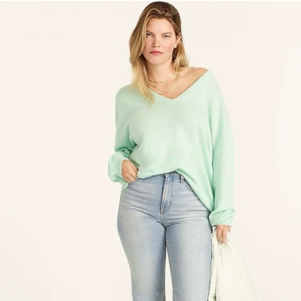 J. Crew Mint V-Neck Cashmere Sweater